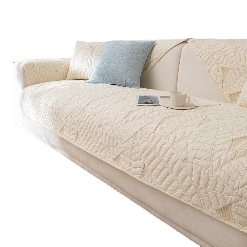 Cotton Quilted Non-Slip Leaf Sofa Cushion for All Seasons