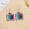 1 пара креативных красочных телевизионных висячих сережек в стиле ретро, ​​эффектные уникальные серьги-капли для ТВ, ювелирные аксессуары, подарок