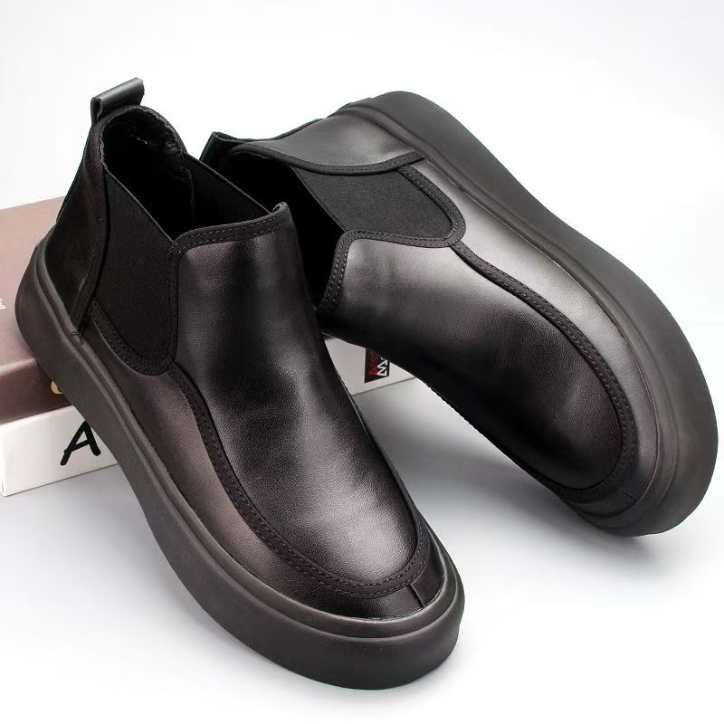 Модная Элегантная Обувь Мужская Высокие Кеды Удобные Мужские Ботинки Челси Повседневные Кожаные Ботильоны Формальная Обувь Мягкие Слипоны Боты