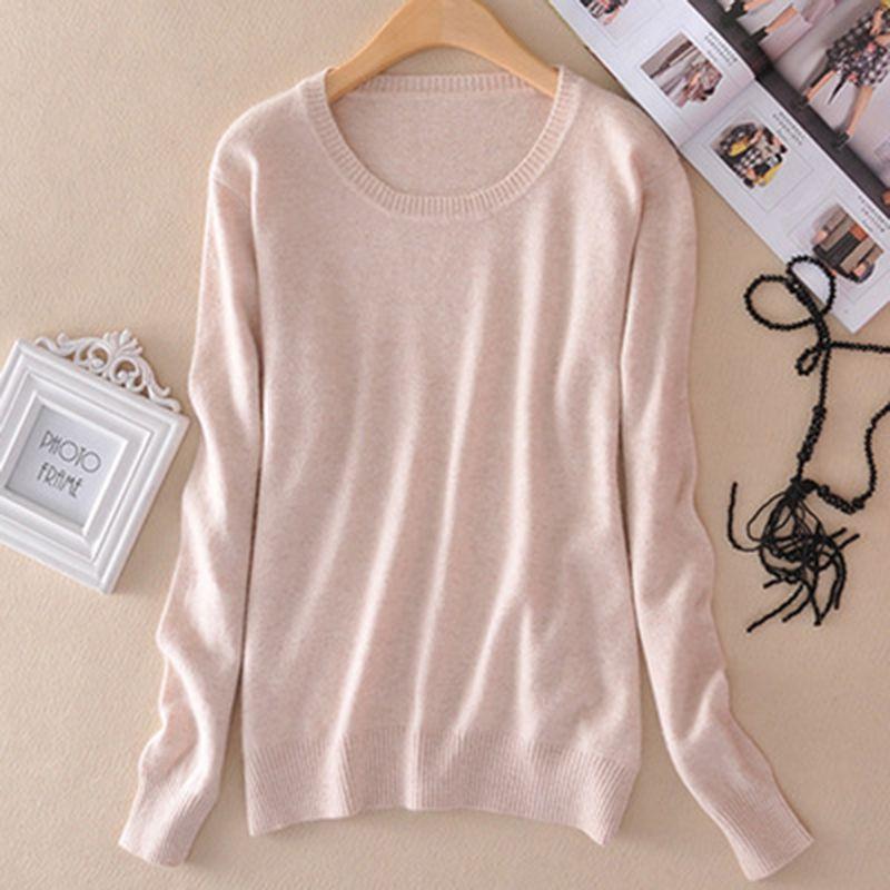 Stylish Women's Cashmere Loose Pullover Crew Neck Knit Sweater For Cozy Winter Wear