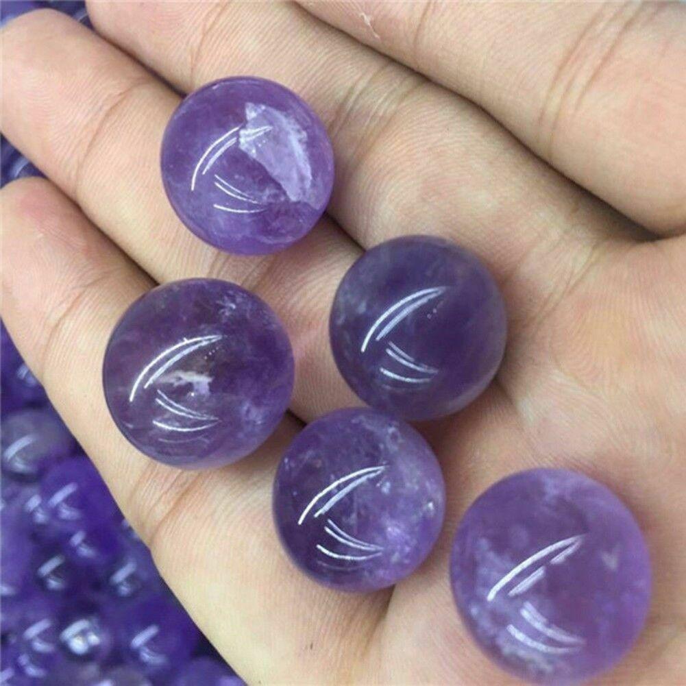 1pcs 2-2.5cm Natural Amethyst Quartz Stone Sphere Crystal Ball Fluorite D6W0