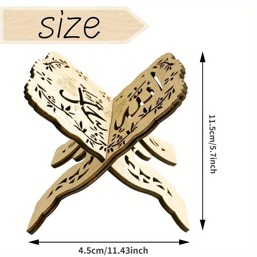 Wooden Book Shelf Holder Holy Prayer Book Stand Wooden Plaque Islamic Eid Ramadan Mubarak Home Decoration New Wood Centerpieces Small Bookshelves