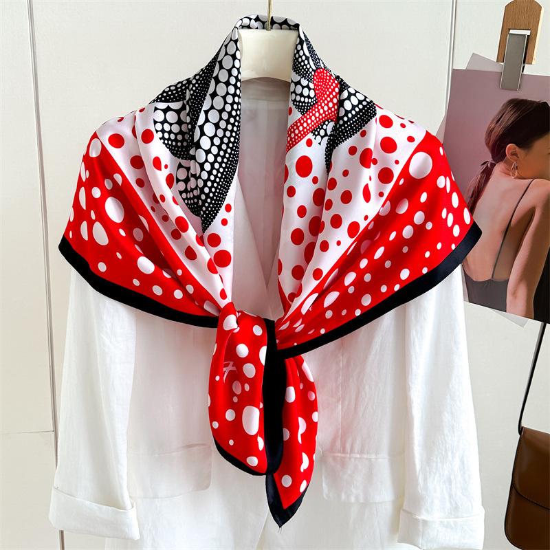 Europe America 90cm Square Scarf Women Silk Shawl Multi-use Neckerchief Female Print Headband Head Wrap Foulard Hijab Hair Bands