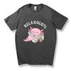 Summer Axolotl Boba Milk Tea Mens and Womens Casual Loose Tshirt Short Sleeve