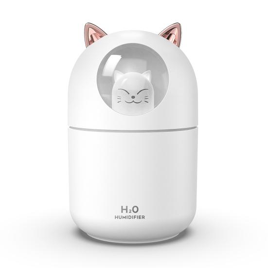 USB-увлажнитель воздуха с большой емкостью, 2 режима распыления, автоматическое выключение, низкий уровень шума, увлажнитель воздуха в форме кошки, диффузор эфирных масел с ночником