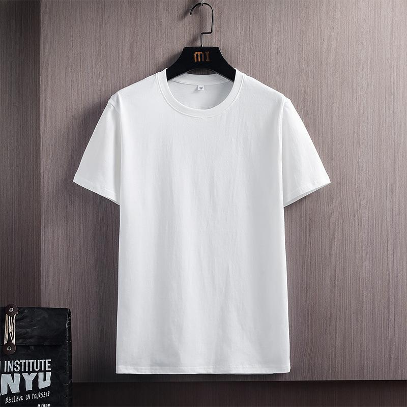 Мужская летняя свободная хлопковая рубашка с короткими рукавами и круглым вырезом 