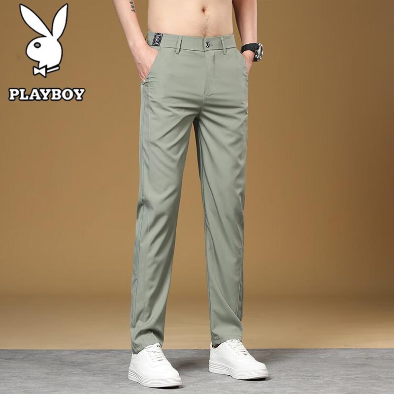 PLAYBOY Мужские быстросохнущие прямые повседневные брюки из ледяного шелка