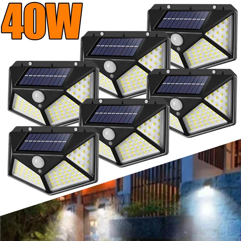 40 Вт новые солнечные светильники уличный настенный светильник PIR датчик движения 100 светодиодов солнечный свет на солнечной энергии уличный светильник для сада и двора