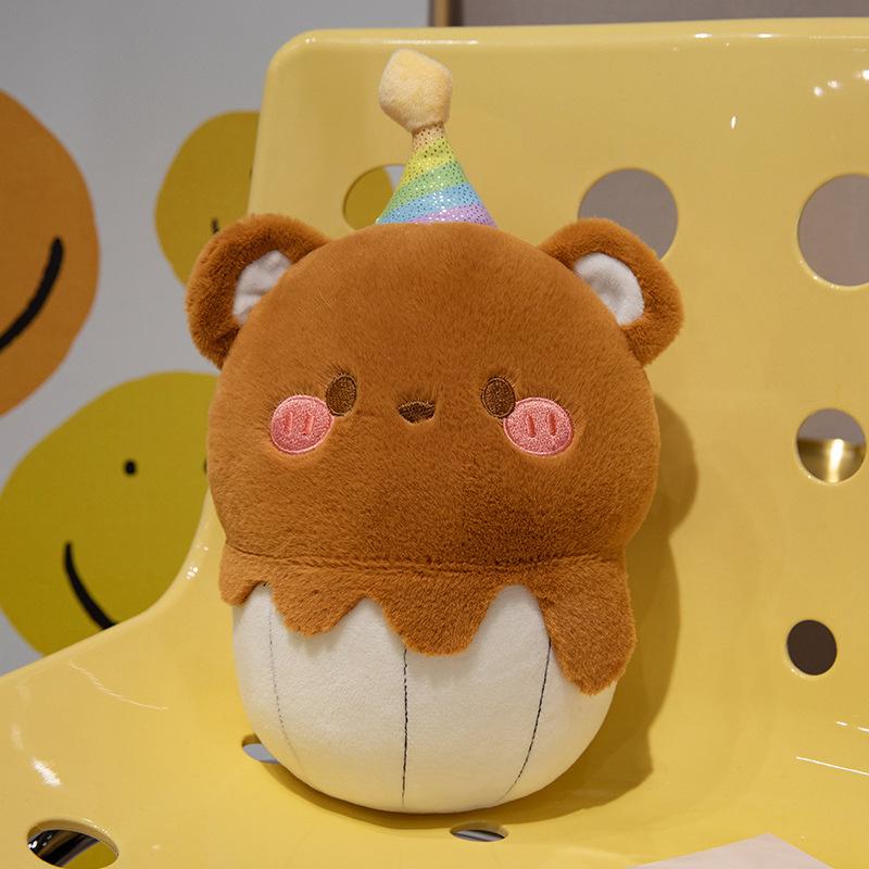 Cartoon Birthday Cake Sweetheart Dog Butter Bear Pig Doll Glowing Candle Plush Toy Singing Doll