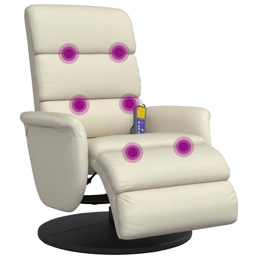 Massage Chair with Footrest Cream Faux Leather