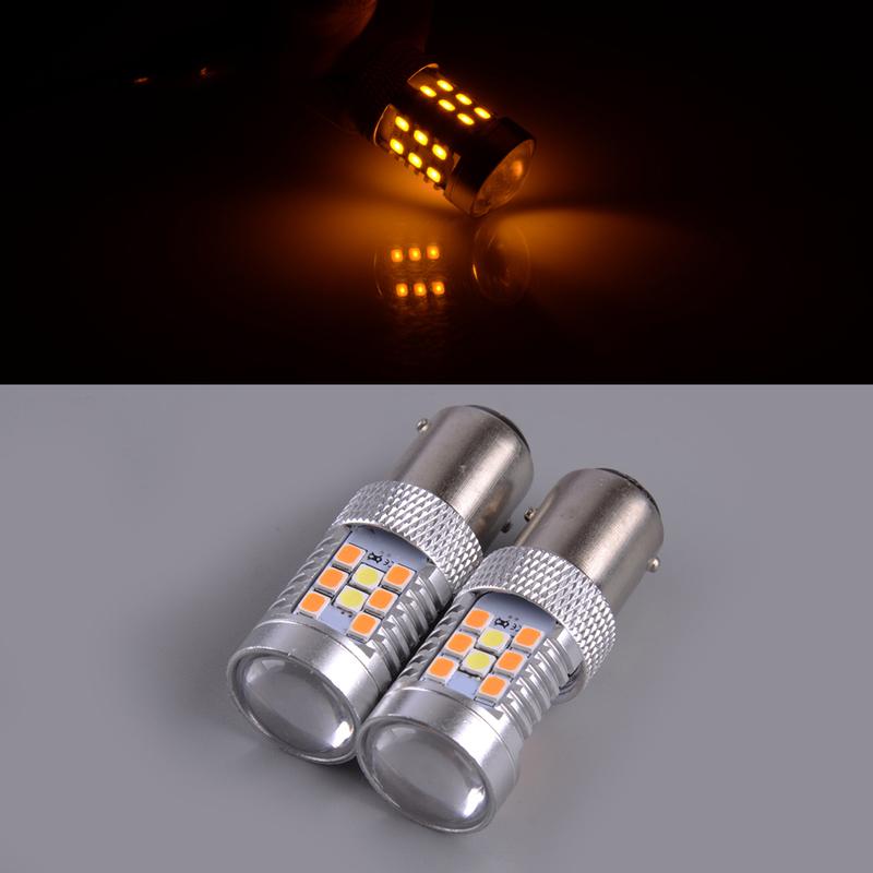2 шт. 12 В 1157 BAY15D Белый/Янтарный Двухцветный Светодиодный Switchback Поворотник Стоп-сигнал Дневные Ходовые Огни Лампа IP65 Водонепроницаемый
