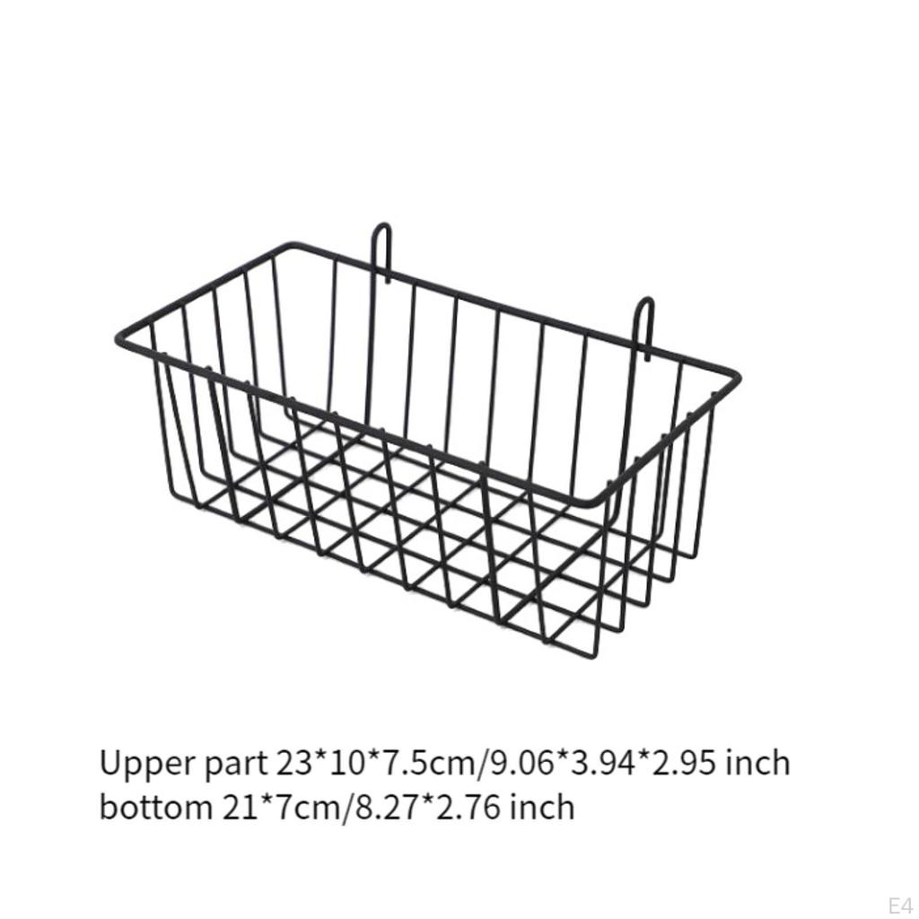 Metal Hanging Wire Basket Grid with Hooks Home Decor Supplies Wall for Office