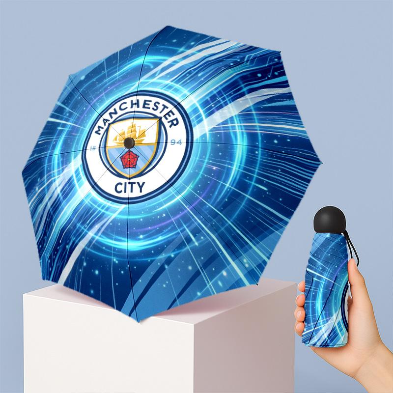 Мини-зонт Manchester City с принтом, 5 сложений, 8 спиц, компактный, ветрозащитный, водонепроницаемый, легкий, портативный, складной