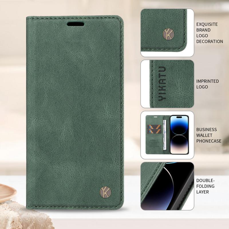 Магнитный кожаный чехол-книжка для Vivo V60 Lite 5G и других - Стиль книги с отделениями для карт и подставкой