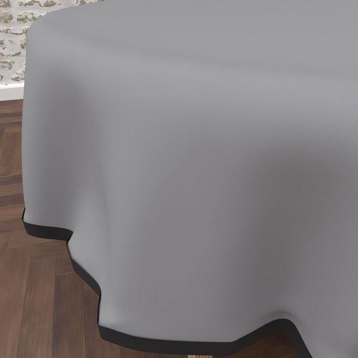 Round Stain-resistant Tablecloth In Washed Microfibre, Diameter 180 Cm, BOHEME Grey, by Soleil d'Ocre