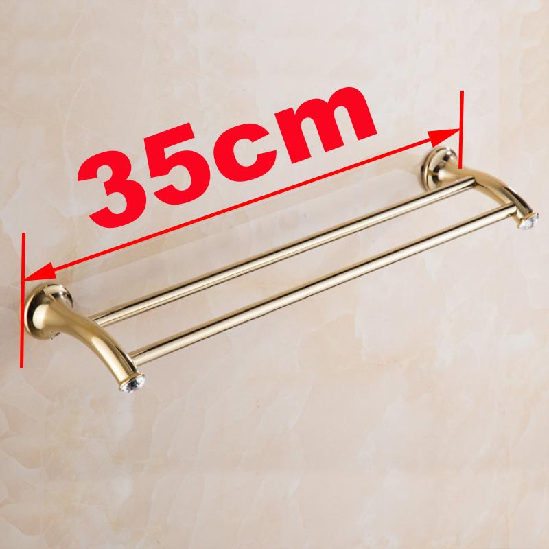 Золотистая отделка Нержавеющая сталь Аксессуар для ванной Двойная перекладина для полотенец Полка для полотенец Держатель для полотенец