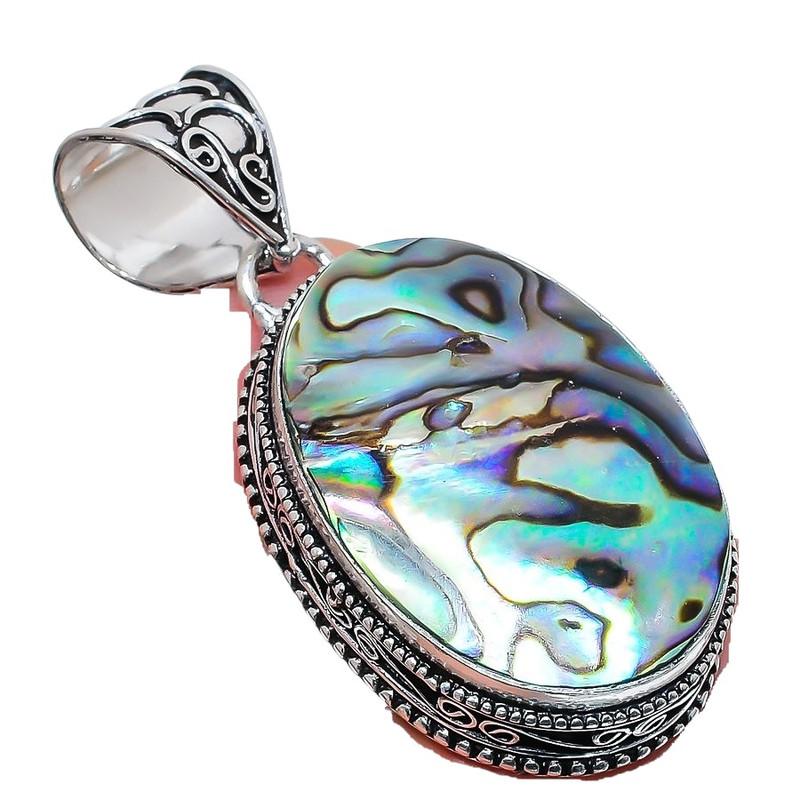 Подвеска из серебра 925 пробы с драгоценным камнем в виде ракушки абалон 2,17 дюйма AH-799