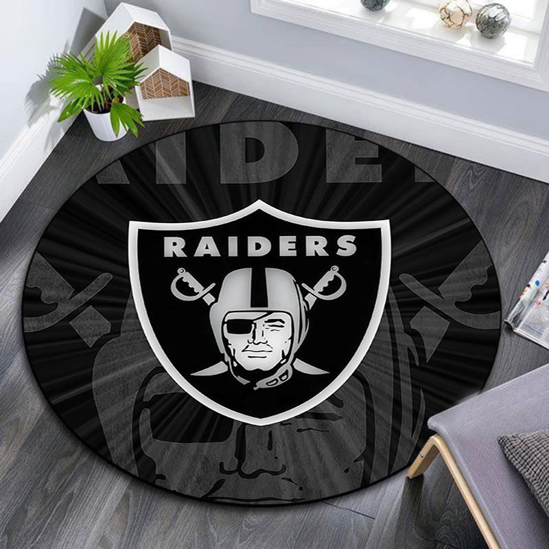 Las Vegas Raiders2,Round Area Rug,Carpet Rug for Living Room Bedroom Sofa Playroom Decor,Non-slip Floor Mat