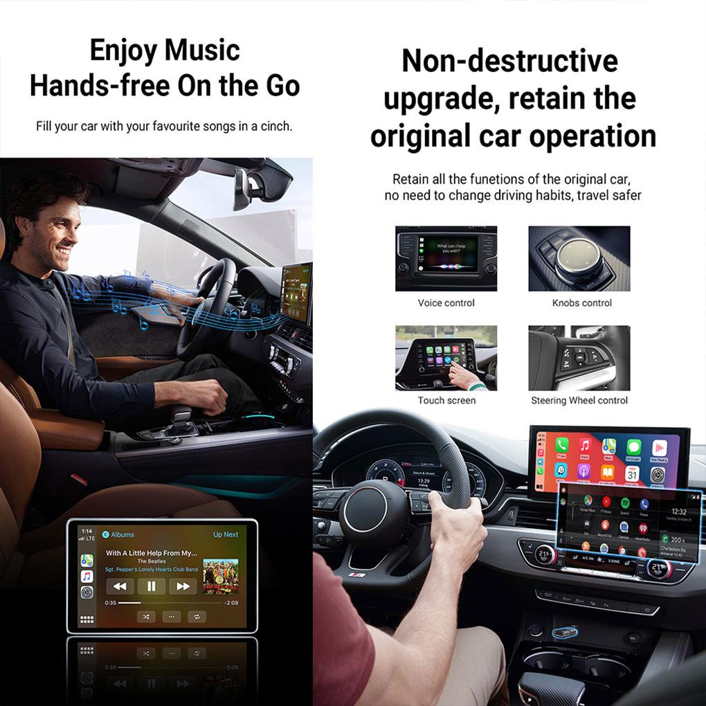 2024 Мини беспроводной адаптер CarPlay Car Play Dongle Прозрачный корпус Быстрое подключение Plug and Play для OEM проводного автомобиля CarPlay