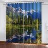 3D Lake Snow Mountain Scenery Curtains Ski Treatment 2 Panel Bedroom Living Room Kitchen Balcony Window Decoration Curtains