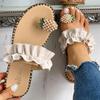 2024 Women Slipper Pineapple Pearl Flat Toe Bohemian Summer Beach Sandals Ladies Shoes Plus Size Mujer Verano