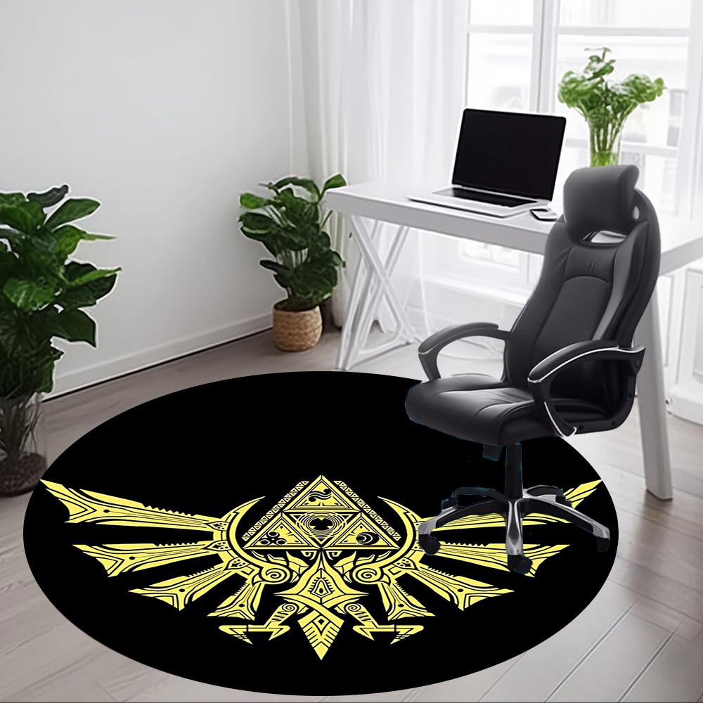 1PC Hyrule Crest Office Round Rug, Non-slip, Soft and Durable Office Rug for Interior Decoration, Perfect for Office yy250915066
