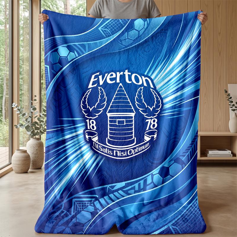 Everton Football Print Flannel Blanket, Soft Warm Lightweight Throw Blanket for Sofa Bed Camping