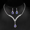 Water Drop Pendant Necklace And Earrings Set With Rhinestones For Elegant Bridal And Formal Wear