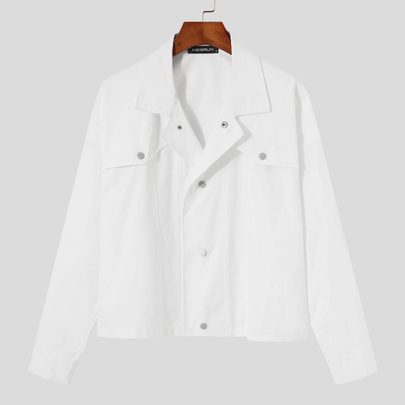 INCERUN Большие мужские короткие пальто с длинным рукавом, повседневная верхняя одежда карго