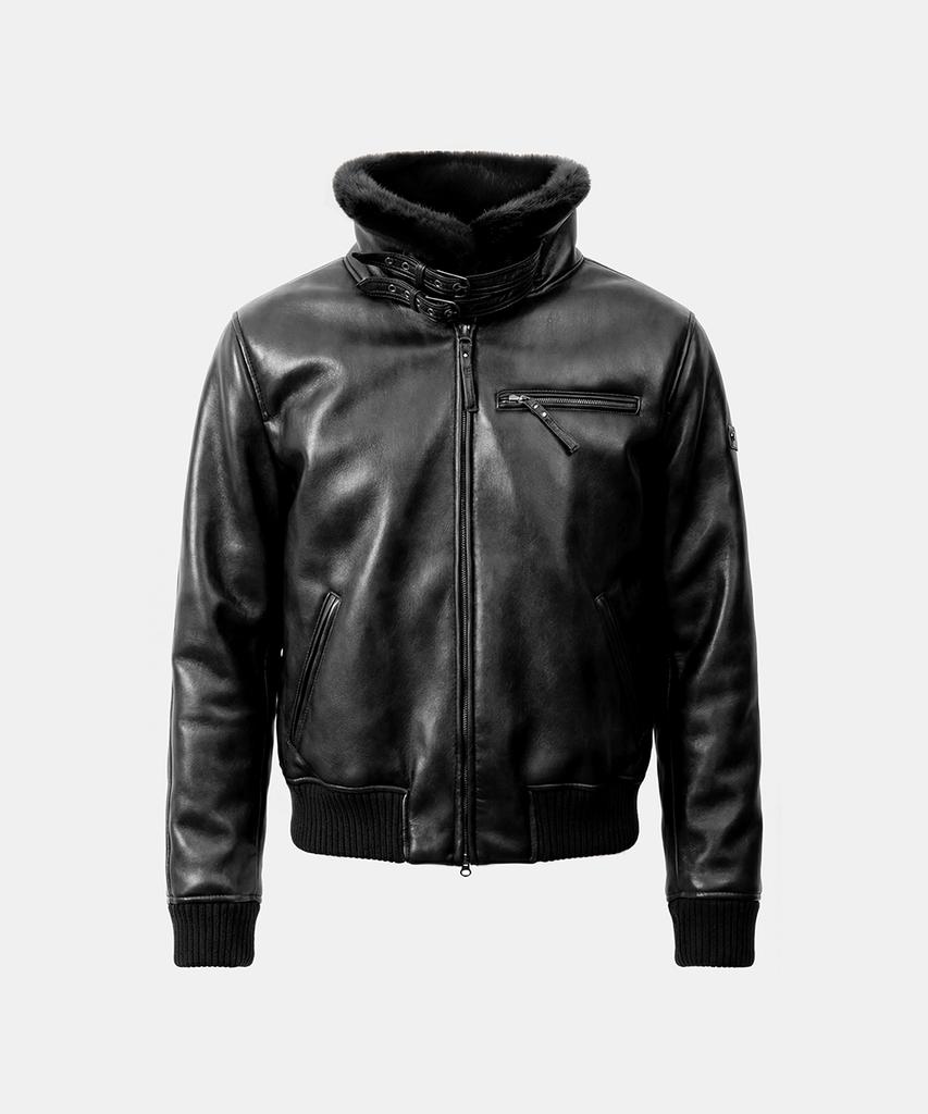 Badblood Viper 21 Shearling Mustang Bomber Jacket - Washed Black