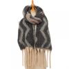 Female Shawl Autumn Winter Thick Scarf Tassel Gradient Wavy Scarf