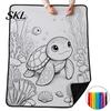 Creative Activity Kits for Relaxation Halloween DIY Coloring Blanket with 24 Markers, Color Your Own Throw Customizable Bedding Decor Blanket,