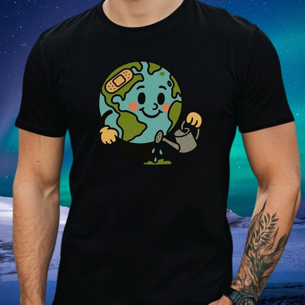 Rette die Erde T-Shirt Umwelt Natur Klima Cartoon NachhaltigkeitWird in neuem Fenster oder Tab geöffnet
