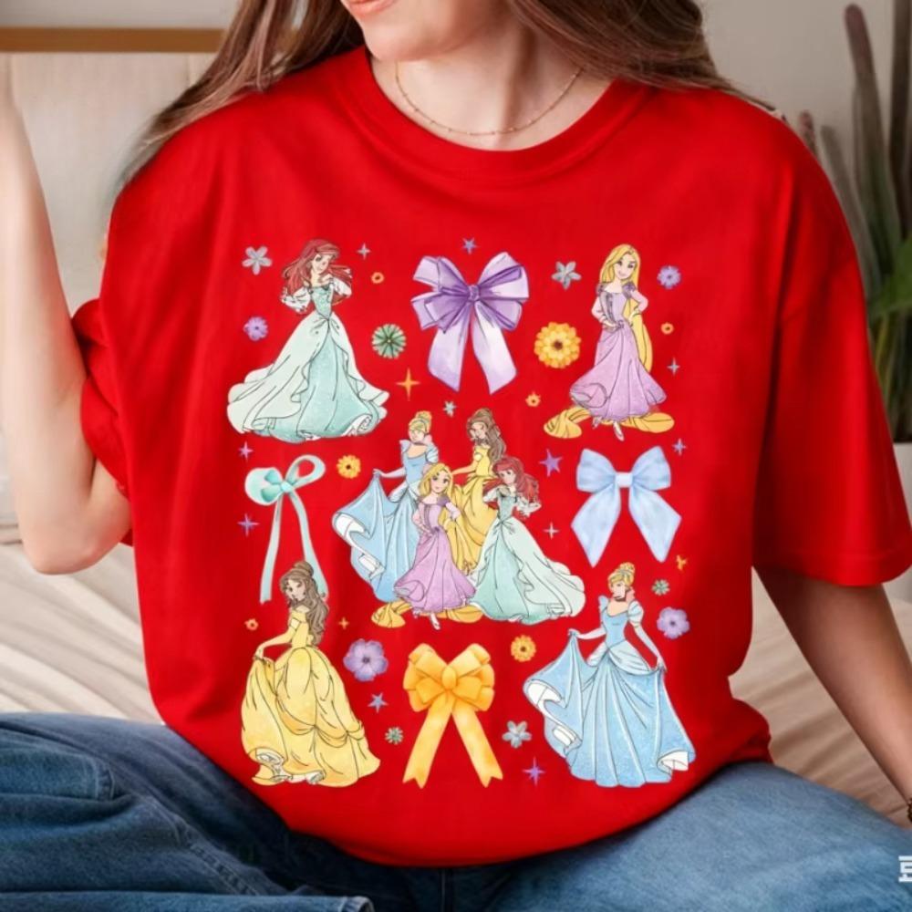 Summer Tshirt Princess Cinderella Outfit Oversized Casual Loose Unisex Women Short Sleeve Tee Skinfriendly Cotton