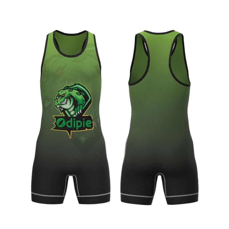 Mens Womens Freestyle Wrestling Singlet With Heat Transfer Print Stretch Lycra Athletic Suit Training Competition