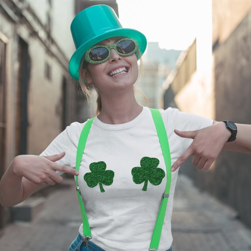 Green Tee Shamrock Cotton TShirt Funny St Patricks Day Tee Harajuku Vintage Clothes Vintage T Shirt Women Shirts for Women Tops