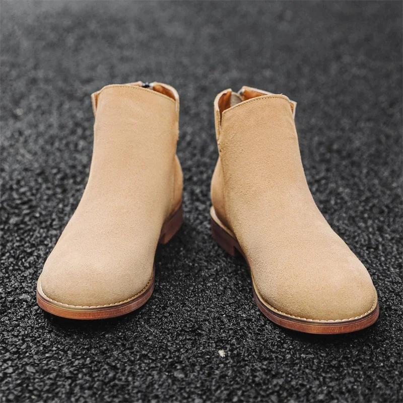 Итальянские мужские ботинки челси из натуральной кожи 2024 года, классические модные туфли челси с высоким берцем, брендовые удобные ботильоны для отдыха на природе