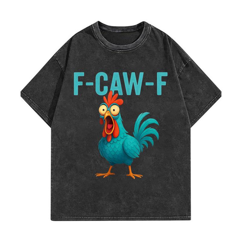 Винтажные стираные F-Caw-F Куриные Забавные Футболки Высокое Качество Модная Оверсайз Футболка Мужчины Женщины Повседневные Хлопковые Футболки