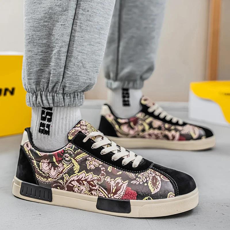 Модные новые модные мужские повседневные кроссовки с принтом большого размера 47 с низким верхом зеленые кроссовки для скейтбординга для мужчин дышащие парусиновые кроссовки для мужчин 2025