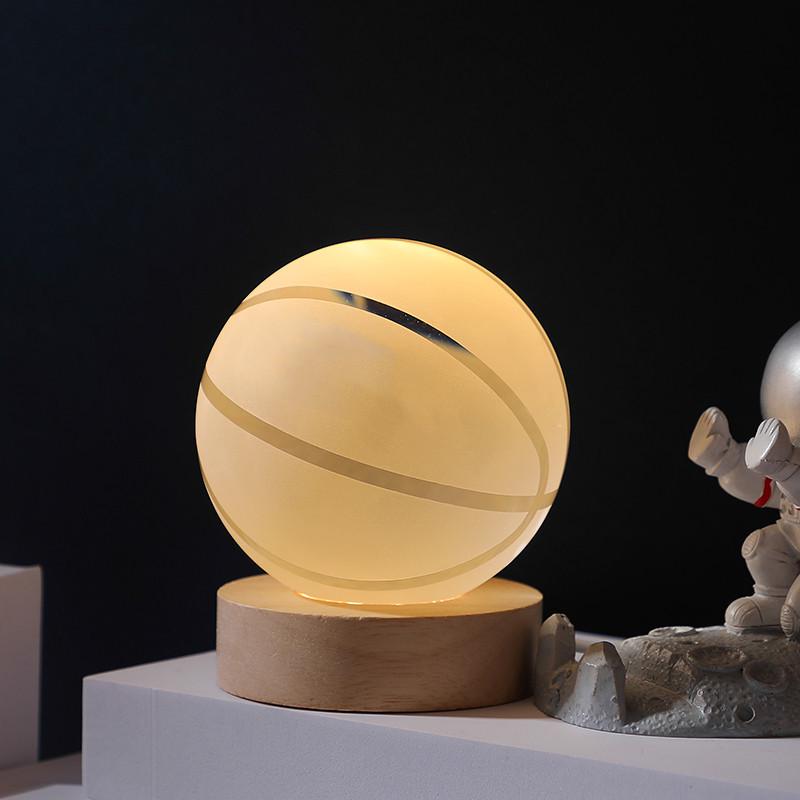 3D Галактика Резной Хрустальный Шар Ночник с Деревянной Подставкой - Светящееся Украшение Подарок на День Рождения