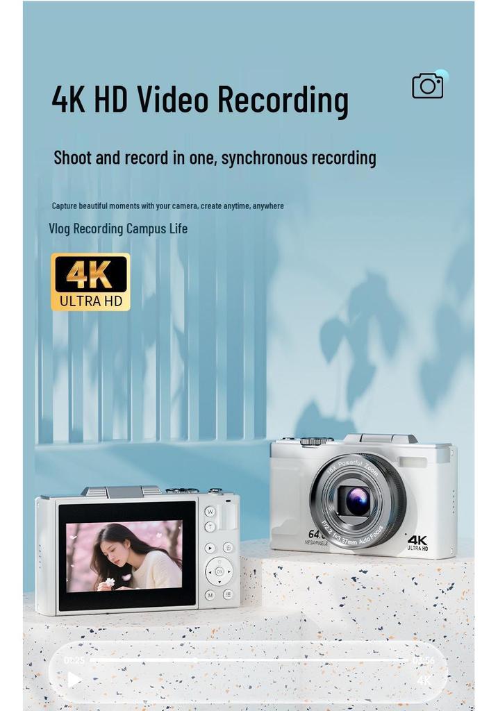 New Student 6400W HD Multifunctional Digital Camera with 180° Flip Screen