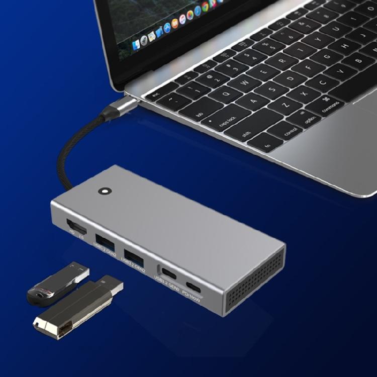Док-станция M.2 Два протокола TypeC PD100W USB3.2 10 Гбит/с HDMIсовместимый 2.0