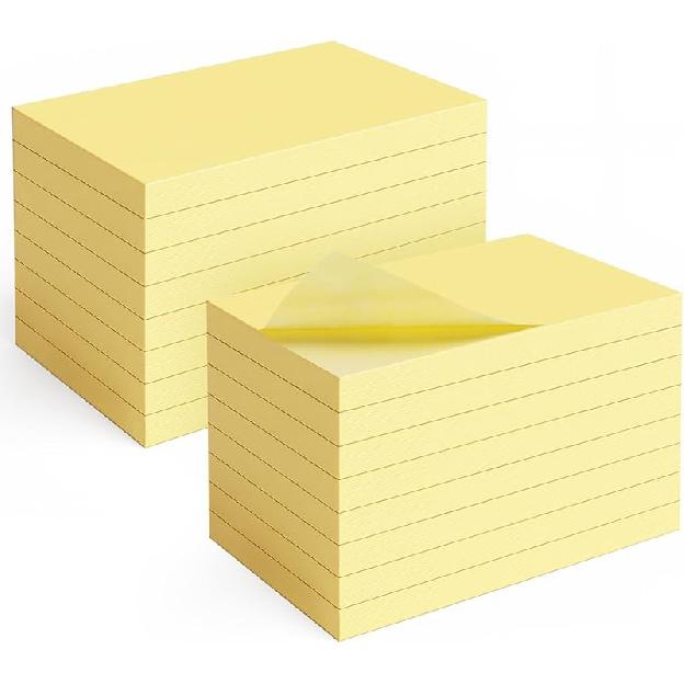 8 Pads Large Sticky Notes Yellow 3 x 5 in,800 Sheets Self-Stick Notes Pads, Super Adhesive Recyclable Sticky Pads for Office, School Supplies, Home,