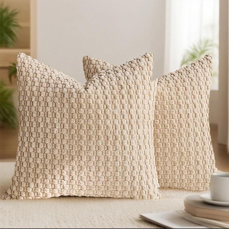 Solid Color Bubble Granule Corduroy Pillowcase Seat Cushion Protective Cover