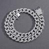 Hip Hop Shiny 13MM Cuban Link Chain Necklace Women Men  Color Rhinestone Iced Out Cuban Chain Punk Jewelry Necklace Gift
