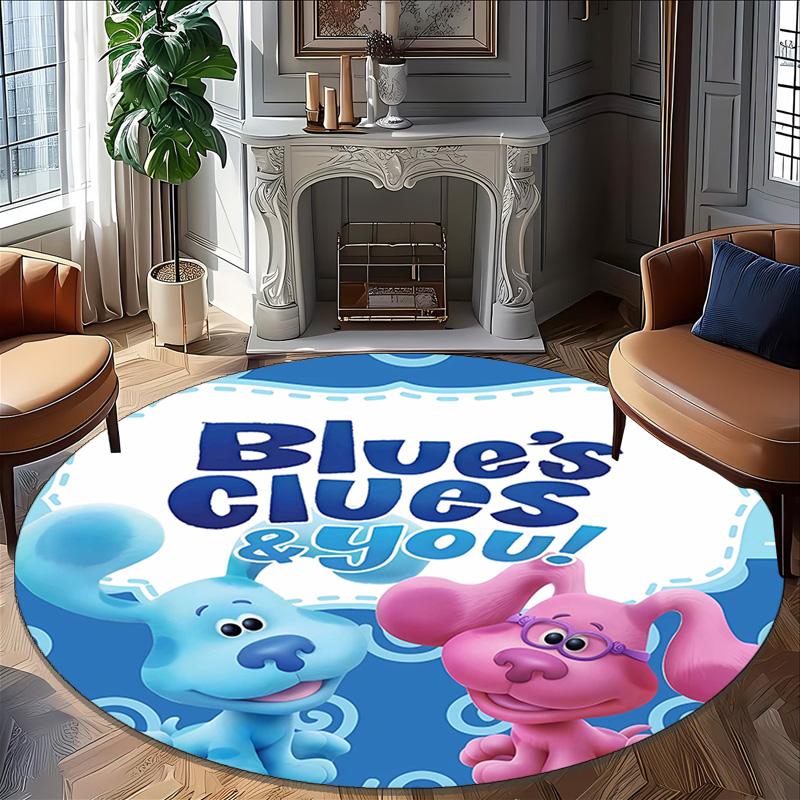1pc Pistas da Blue Blue’s Clues3 Print Round Carpet Chair Round Carpet Suitable for Bedroom Living Room Home Decorative Carpet