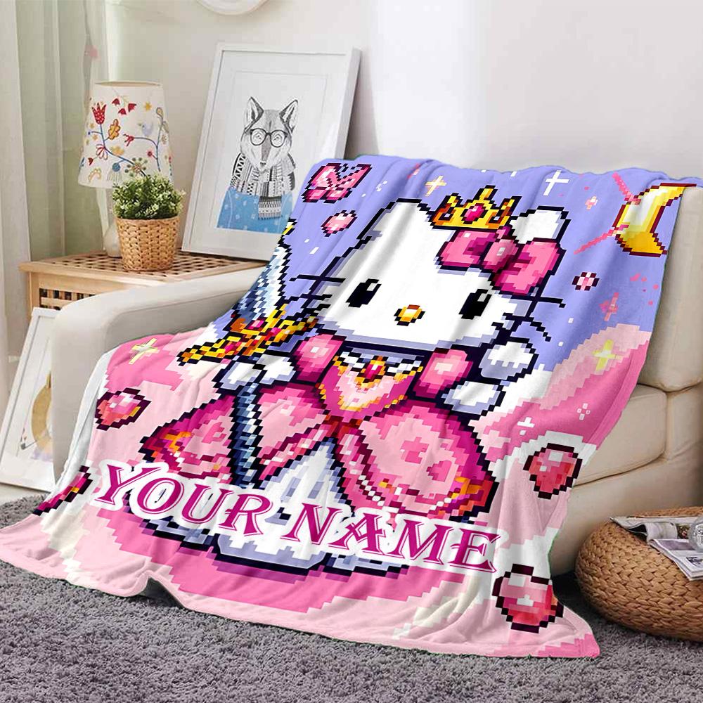 Customizable HelloKitty13 Throw Blanket – Personalized Name, All-Season Cozy Snug Blanket, Machine Washable, Personalized Blanket