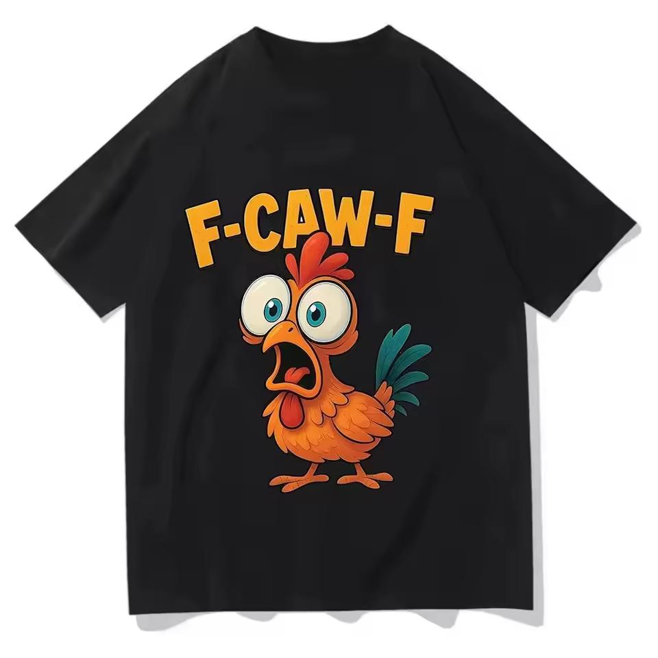 Funny F-Caw-F Chicken T shirt Sunset Vintage FCAWF Chicken Tee Shirts Summer New Black Bird Tops Chicken Meme Women Clothes