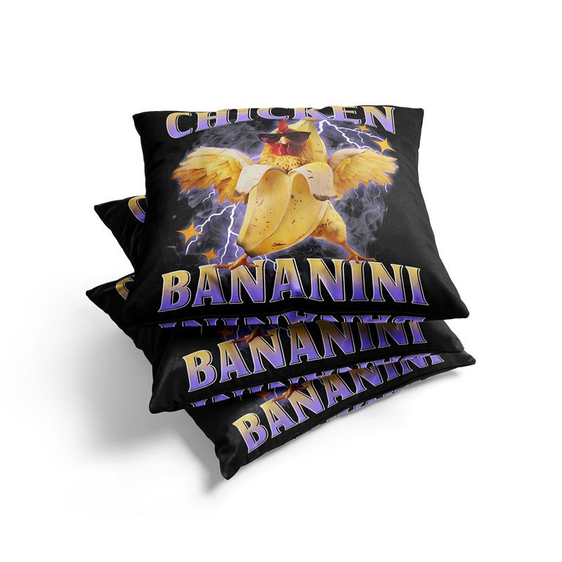Aertemisi 18'' X 18'' Chicken Bananini Square Throw Pillow Cushion Covers Cases Pillowcases For Sofa 45Cm X 45Cm