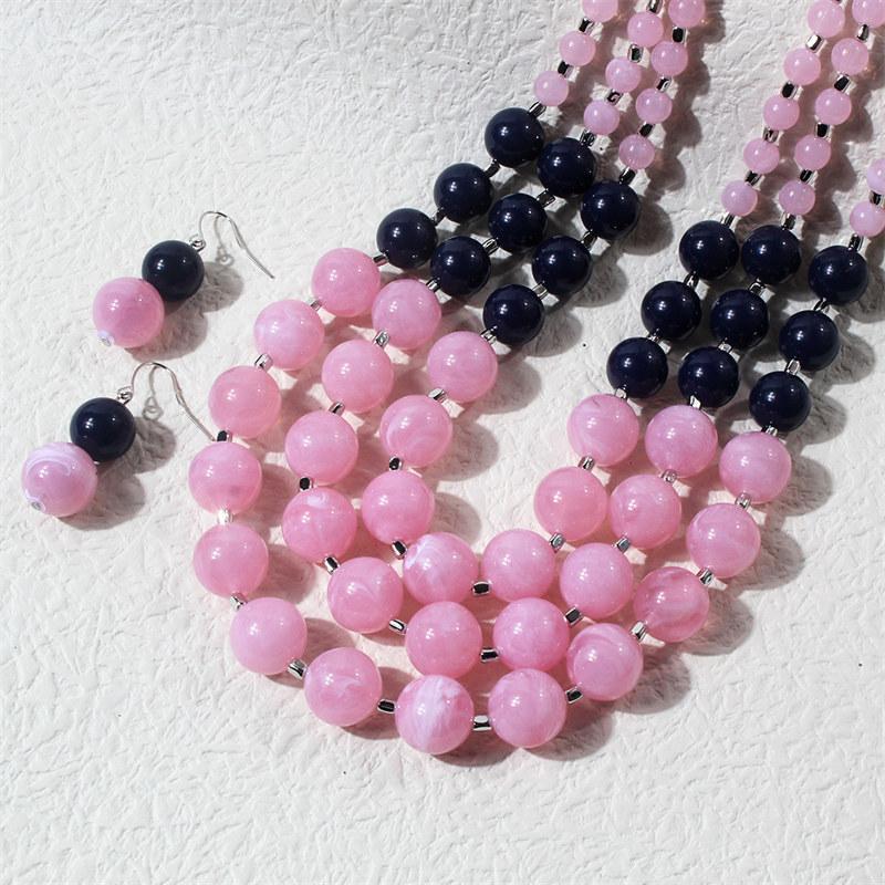 Простые бусины многослойное ожерелье для женщин мода преувеличенная ключичная цепочка с серьгами GZW